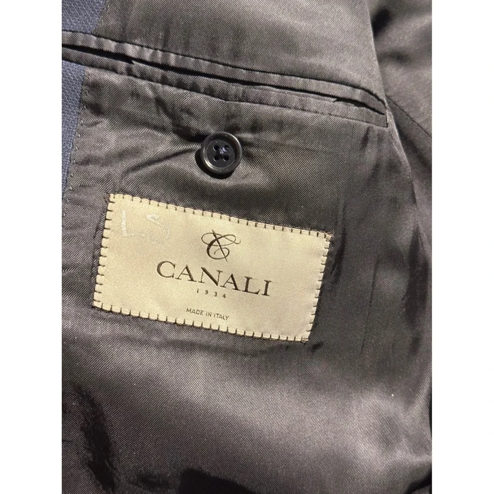 Canali 1934 Mens Navy Blue Wool Travel Water Resistant Blazer Sport Coat 54R IT